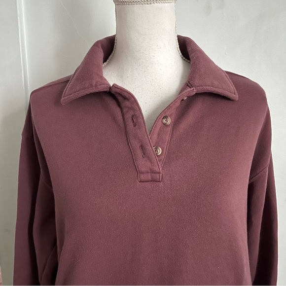 VS Pink • Burgundy Blush Rose Polo Sweatshirt - Picture 2 of 4